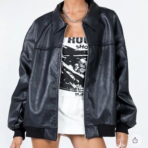 Princess Polly Faux Leather Women's Bomber Jacket